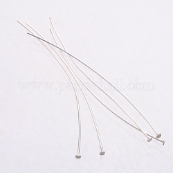 925 pasadores de cabeza plana de plata esterlina, plata, 49~50x0.5mm, cabeza: 1.5 mm, aproximamente 166 unidades / 20 g
