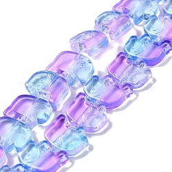Chapelets de perles en verre transparente  , éléphant, magenta, 10x12x3mm, Trou: 1mm, Environ 45~48 pcs/chapelet, 17.32 pouce (44 cm)