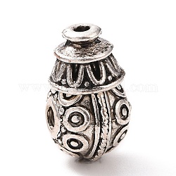 Alliage de style tibétain 3 trou perles gourou, perles t-percées, larme, argent antique, 8x6mm, trou: 6 mm et 1.6 mm