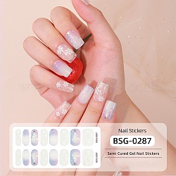 Nail Art Full Cover Nail Stickers, Glitter Powder Stickers, Self-Adhesive, for Nail Tips Decorations, Lavender, 13.6x8x0.9cm, 16pcs/sheet