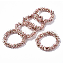 Braccialetti elasticizzati con perle di vetro trasparente sfaccettato, braccialetti di torsione, bicono, rosa nebbiosa, diametro interno: 1-5/8 pollice (4 cm)