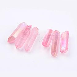 Filamenti di cristalli naturali placcati in cristallo di quarzo, pepite, roso, 21~43x5~13mm, Foro: 1 mm, 3 pc / set