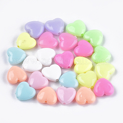 Opake Legierung Perlen, Herz, Mischfarbe, 11x12x4.5 mm, Bohrung: 1.8 mm, ca. 1385 Stk. / 500 g