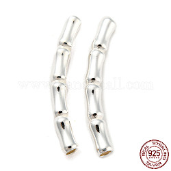 925 Sterling Silver Tube Beads, Bamboo Tube Beads, Silver, 24.5~25x3x3mm, Hole: 1.6mm