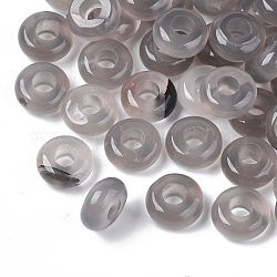 Natürliche graue Achat europäische Perlen, Großloch perlen, Rondell, 10x4.5 mm, Bohrung: 4 mm