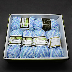 Мягкие детские нити, с бамбукового волокна и шелка, Небесно-голубой, 1 мм, около 140 м / рулон, 50 г / рулон, 6 рулонов / коробке