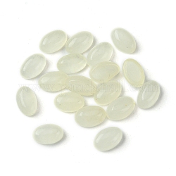 Natürliche weiße Jade Cabochons, Oval, gefärbt, hellgelb, 6x4x2~2.5 mm