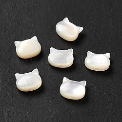 Perles de coquillage blanc naturel, chat, blanc, 6x7x3mm, Trou: 0.8mm