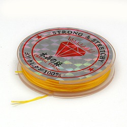 Chaîne de cristal élastique plat, Fil de cordon cordon de cristal, or, 0.8mm, environ 10.93 yards (10 m)/rouleau