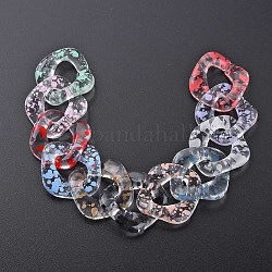 Transparent Acrylic Linking Rings, Quick Link Connectors, for Curb Chains Making, Twist Oval, Mixed Color, 31x29x7mm, Inner Diameter: 11x17mm