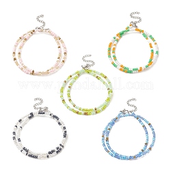 Bracelet enroulé à deux boucles en perles de verre pour femme, couleur mixte, 15.31 pouce (38.9 cm)