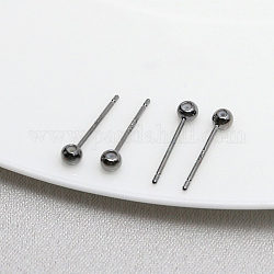 Messing-Hexenstab-Kugelkopfstifte, mit Silikonball, zur Herstellung barocker Perlen, Metallgrau, 15x3 mm