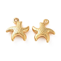 304 Stainless Steel Pendants, Starfish Charms, Golden, 12.5x11.5x3.4mm, Hole: 1mm