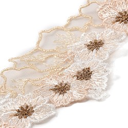 Ruban de dentelle en polyester brodé de fleurs, 15 mètre, pour accessoires de vêtement, plat, papayawhip, 2-1/8 pouce (54 mm)