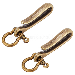 PandaHall Elite 2Pcs Tibetan Style Alloy Hook Clasps and 2Pcs Shackle Clasps, for Keychain Making, Antique Bronze, Hook Clasps: 60x15x8mm, Hole: 5.5mm, Shackle Clasps: 25x26x7mm, Hole: 2mm