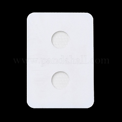 2-Hole Acrylic Pearl Display Board Loose Beads Paste Board, with Adhesive Back, White, Rectangle, 4.85x3.35x0.1cm, Inner Size: 0.9cm in diameter