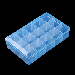 Conteneurs de stockage de perles en plastique, boîte de séparation réglable, 15 amovibles compartiments, rectangle, Dodger bleu, 27.5x16.5x5.7 cm