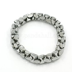 Fashion Non-Magnetic Synthetic Hematite Stretchy Bracelets, Silver, 47mm