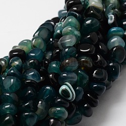 Teints agate naturelle perles de puce brins, vert foncé, 10~11x10~11x10~11mm, Trou: 1mm, Environ 27 pcs/chapelet, 15.7 pouce