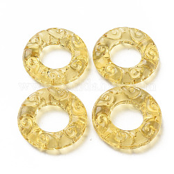 Transparente handgefertigte holprige Verbindungsringe aus Bunte Malerei, runden Ring, golden, 25x6 mm, Innendurchmesser: 12 mm