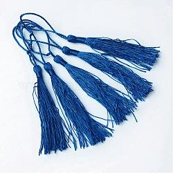 Украшения полиэстер кисточкой, кулон украшения, синие, 130x6 мм, кисточка: 70~90 мм