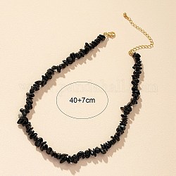 Natural Obsidian Chips Beaded Necklace, Gemstone Jewelry for Women, 15.75 inch(40cm)
