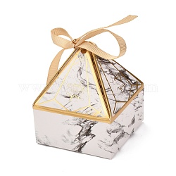 Geschenkboxen mit Papierfalten, dreieckige Pyramide mit Wort nur für dich & Band, für Geschenke Bonbons Keksverpackung, Rauch weiss, 7x7x9 cm