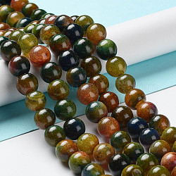 Natürliche Achat Perlen Stränge, gefärbt und erhitzt, Runde, Olive, 10 mm, Bohrung: 1.2 mm, ca. 38 Stk. / Strang, 14.96'' (38 cm)