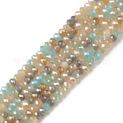 Chapelets de perles en verre électroplaqué, facette, abaque, colorées, 3x2mm, Trou: 0.8mm, Environ 181~186 pcs/chapelet, 43~43.5 cm