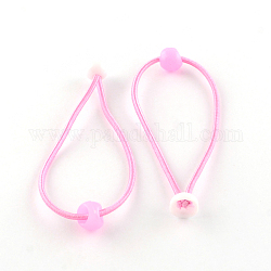 Accessori per capelli cravatte capelli fibra elastica, Supporto ponytail, con perline acrilico, perla rosa, 170x2mm, su 100 pz / pacco