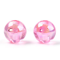 Abalorios de acrílico transparentes, colores ab plateados, redondo, rosa perla, 8mm, agujero: 2 mm