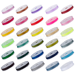 Pandahall elite 30 rouleaux 30 couleurs fil de nylon, cordon de noeud chinois, ronde, couleur mixte, 0.8mm, environ 7.65~9.84 yards (7~9 m)/rouleau, 1 rouleau / couleur