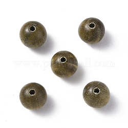 Wood Beads, Undyed, Round, Dark Khaki, 8mm, Hole: 1.6mm