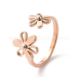 Ионное покрытие (ip) 304 кольцо из нержавеющей стали с открытым манжетом для женщин, розовое золото , размер США 6~9 1/4 (16.5~19.1 мм)