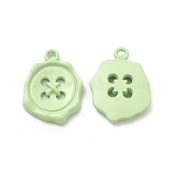 Spray Painted Alloy Pendants, Button Charm, Light Green, 21x16x3mm, Hole: 1.8mm