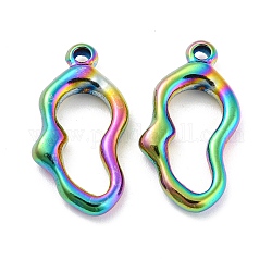 304 Stainless Steel Pendants, Heart Charms, Rainbow Color, 20.5x10.5x3mm, Hole: 1.4mm