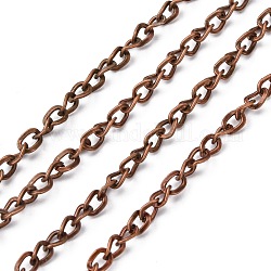 Iron Side Twisted Chain, Unwelded, Lead Free & Nickel Free, with Spool, Red Copper, Size: Chains: about 5mm long, 4mm wide, 0.9mm thick, about 328.08 Feet(100m)/roll