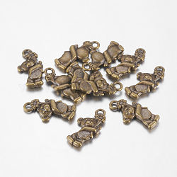 Tibetan Style Zinc Alloy Pendants, Cadmium Free & Lead Free, Bear, Antique Bronze, 19x9x3mm, Hole: 2mm