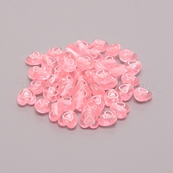 Abalorios de acrílico transparentes, con esmalte, corazón, rosa, 6.5x6.5x4.5mm, agujero: 1 mm, 100 unidades / bolsa