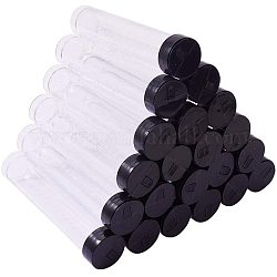 Pandahall 30 pz contenitori di perline tubo di plastica trasparente coperchio nero 105x20 mm (diametro 0.78