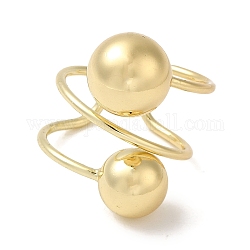 Polsino aperto in ottone, anello di avvolgere, grande anello a sfera per uomini e donne, vero placcato oro 18k, 10~26.5mm, diametro interno: 20mm