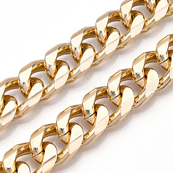 Cadenas del encintado de aluminio, cadenas de eslabones cubanos con corte de diamante, sin soldar, la luz de oro, 16.5x12x4mm