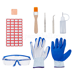 Superfinding set di strumenti per l'identificazione dei minerali inclusi occhiali di protezione in plastica spessori per cuscinetti in rame flaconi di colla pe da 20 ml 200 fogli di etichette adesive impermeabili 2 pinzette in acciaio inossidabile kit per il test dei minerali