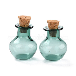 Runde glaskorkflaschenverzierung, Glas leere Wunschflaschen, diy fläschchen für anhänger dekorationen, dunkles Cyan, 1.8x2.1 cm