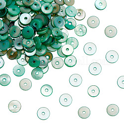 Arricraft 150 шт. натуральные пресноводные бусины из ракушек, окрашенные, диск, светло-зеленый, 6x1 мм, отверстие : 1.2 мм