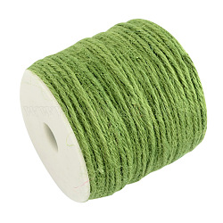 Цветной джутовый шнур, джутовая нить, джутовый шпагат, 3-слойные, для изготовления ювелирных изделий, желто-зеленый, 2 мм, около 109.36 ярда (100 м) / рулон