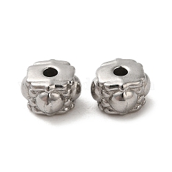 Perles en 304 acier inoxydable, cube avec le coeur, couleur inoxydable, 6x4.5mm, Trou: 1.6mm