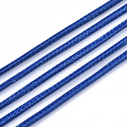 Cordons de polyester ciré, pour la fabrication de bijoux, bleu, 1.5mm, environ 10 m / bibone 
