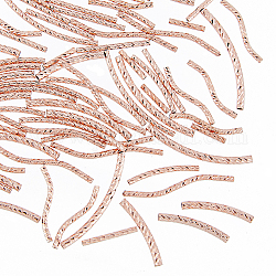 HOBBIESAY 100Pcs 10 Style Brass Curved Tube Beads, Rose Gold, 10~30x1.5~2mm, Hole: 0.7~1.2mm, 10pcs/style