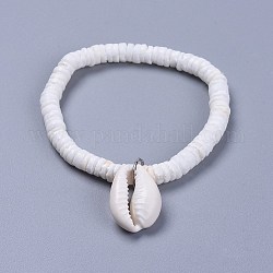 Braccialetti con ciondoli conchiglia ciprea, con perle di conchiglia bianche naturali, sacchetti di tela da imballaggio sacchetti di coulisse, 2 pollice (5.1 cm)